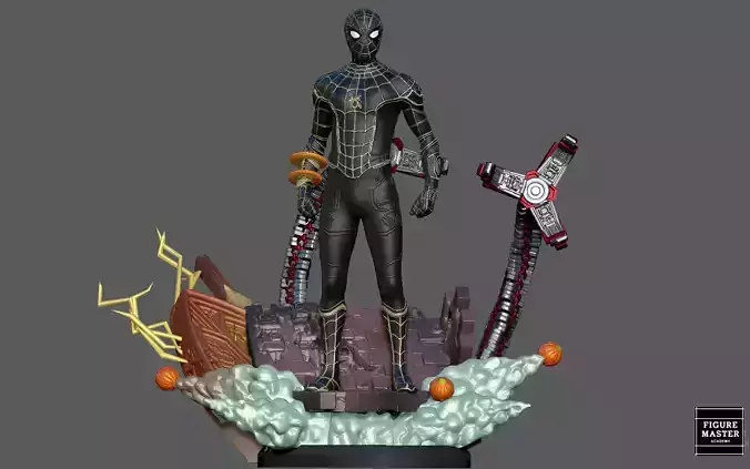 SPIDERMAN NO WAY HOME BLACK GOLD SUIT MCU MARVEL TOM HOLLAND