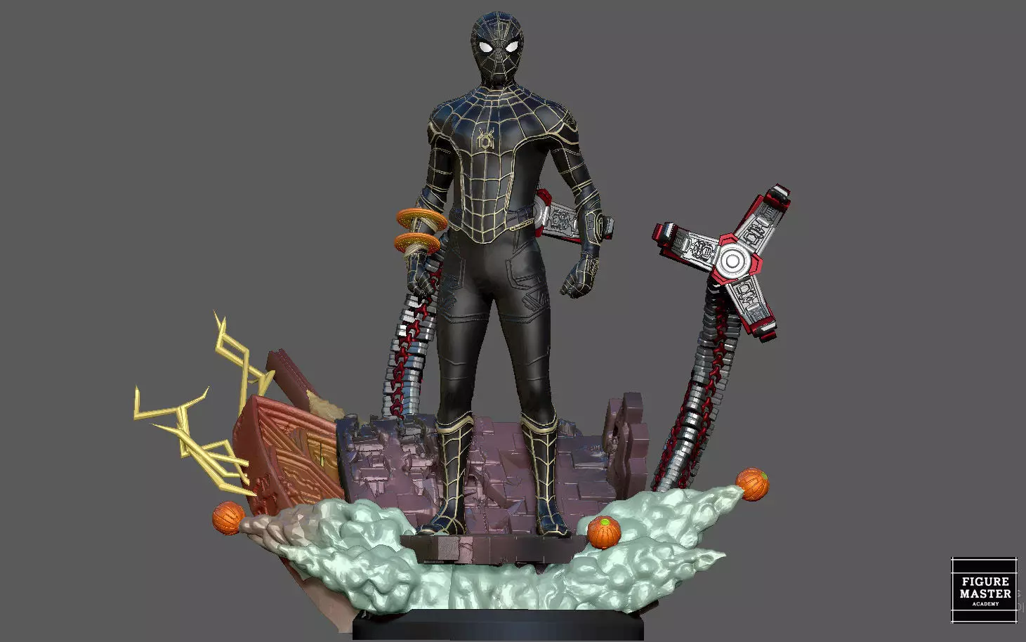 SPIDERMAN NO WAY HOME BLACK GOLD SUIT MCU MARVEL TOM HOLLAND 3D print model_0