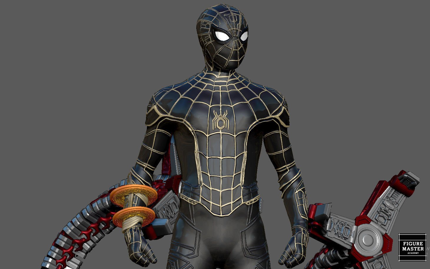 SPIDERMAN NO WAY HOME BLACK GOLD SUIT MCU MARVEL TOM HOLLAND 3D print model_14