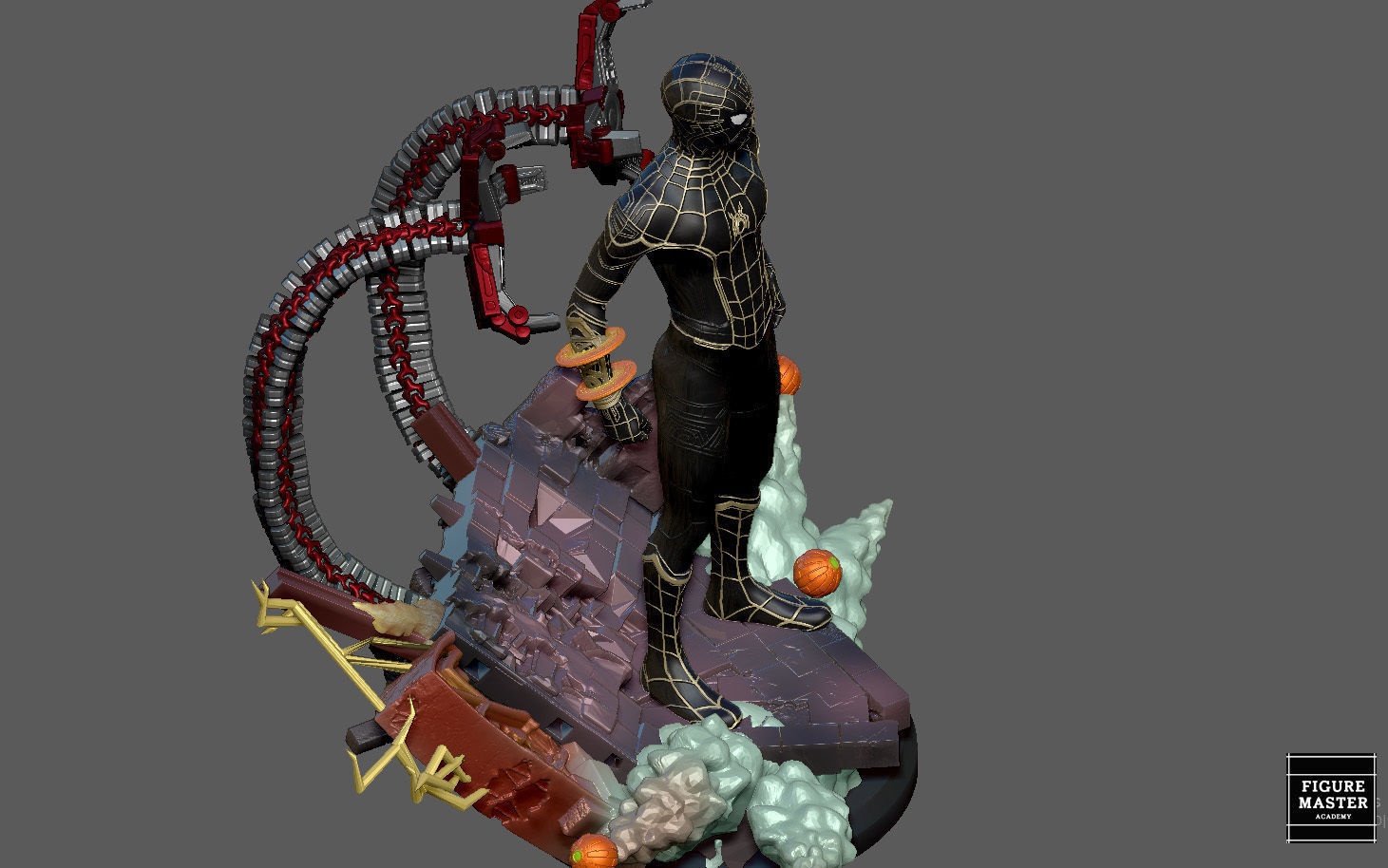 SPIDERMAN NO WAY HOME BLACK GOLD SUIT MCU MARVEL TOM HOLLAND 3D print model_25