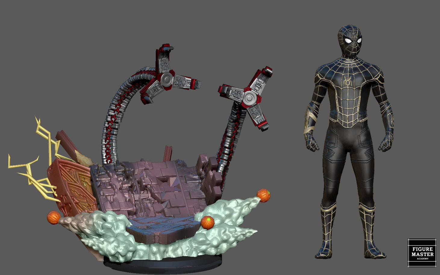 SPIDERMAN NO WAY HOME BLACK GOLD SUIT MCU MARVEL TOM HOLLAND 3D print model_7