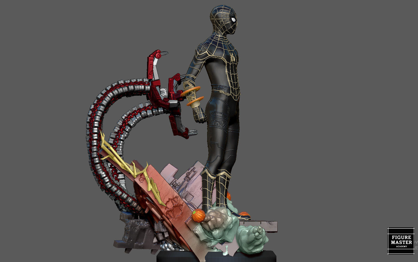 SPIDERMAN NO WAY HOME BLACK GOLD SUIT MCU MARVEL TOM HOLLAND 3D print model_16