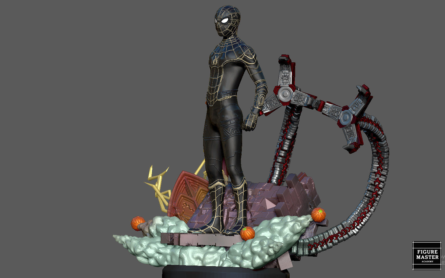 SPIDERMAN NO WAY HOME BLACK GOLD SUIT MCU MARVEL TOM HOLLAND 3D print model_17