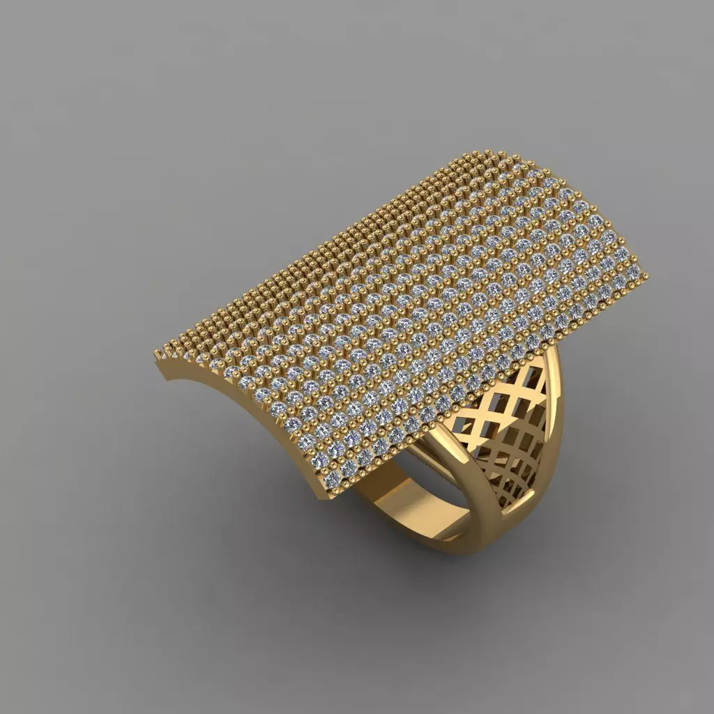 Rings gold ring with diamonds 3D print model_0