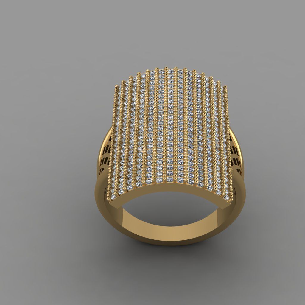 Rings gold ring with diamonds 3D print model_3