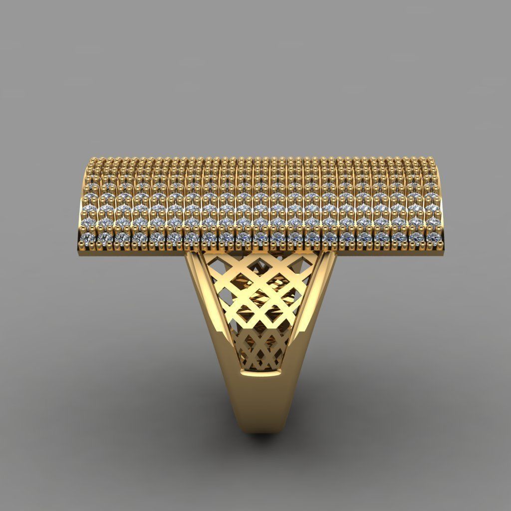 Rings gold ring with diamonds 3D print model_4