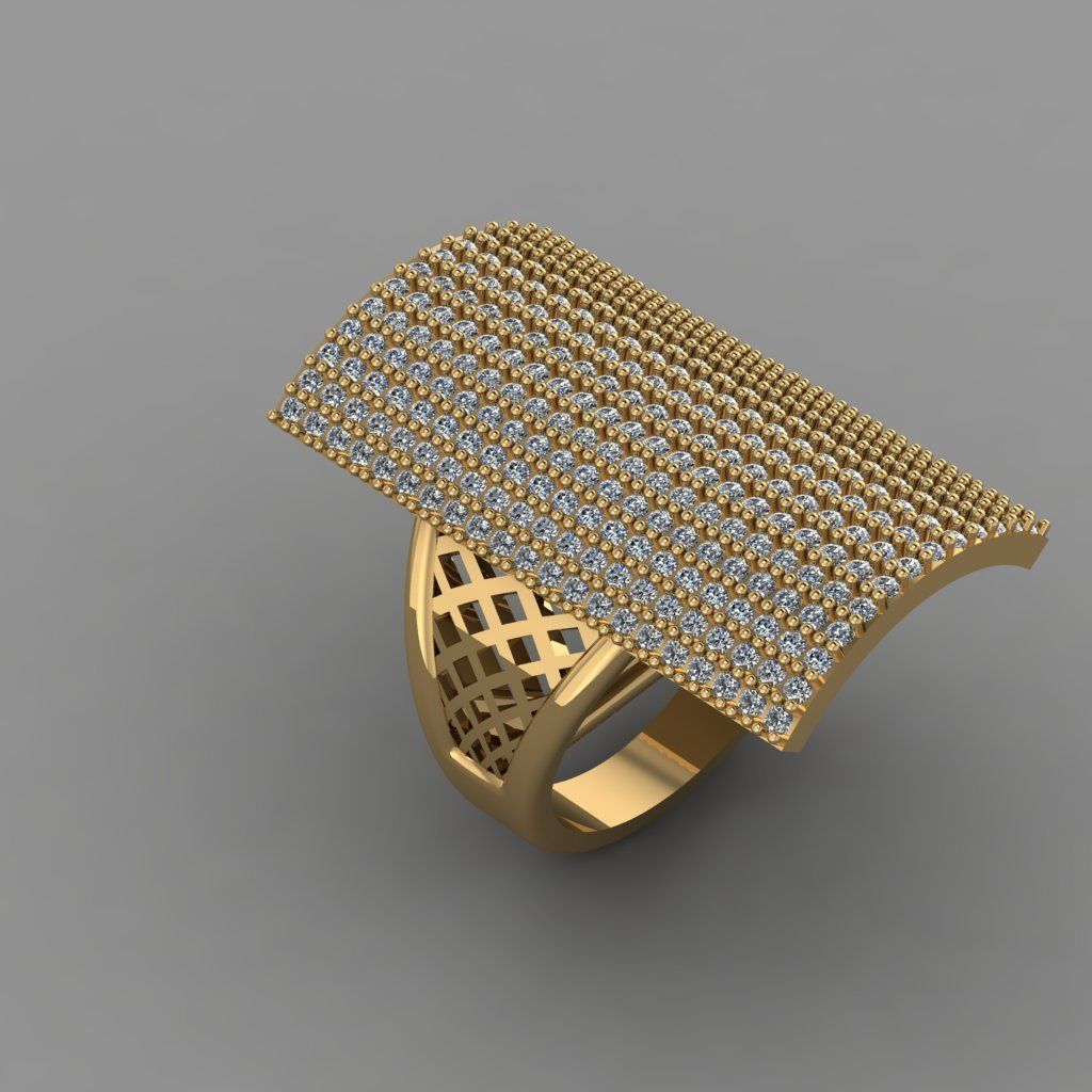 Rings gold ring with diamonds 3D print model_2