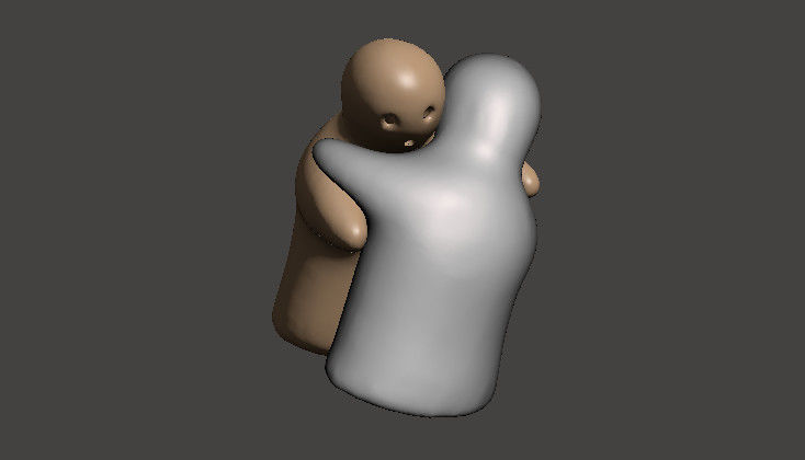 Ghost like salt and pepper shakers hugging 3D print model_3