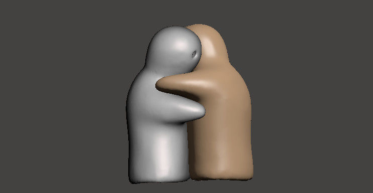 Ghost like salt and pepper shakers hugging 3D print model_2