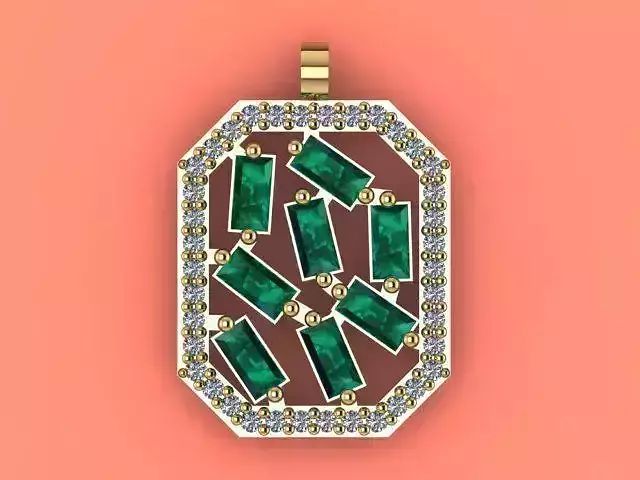 Pendant emerald with diamonds