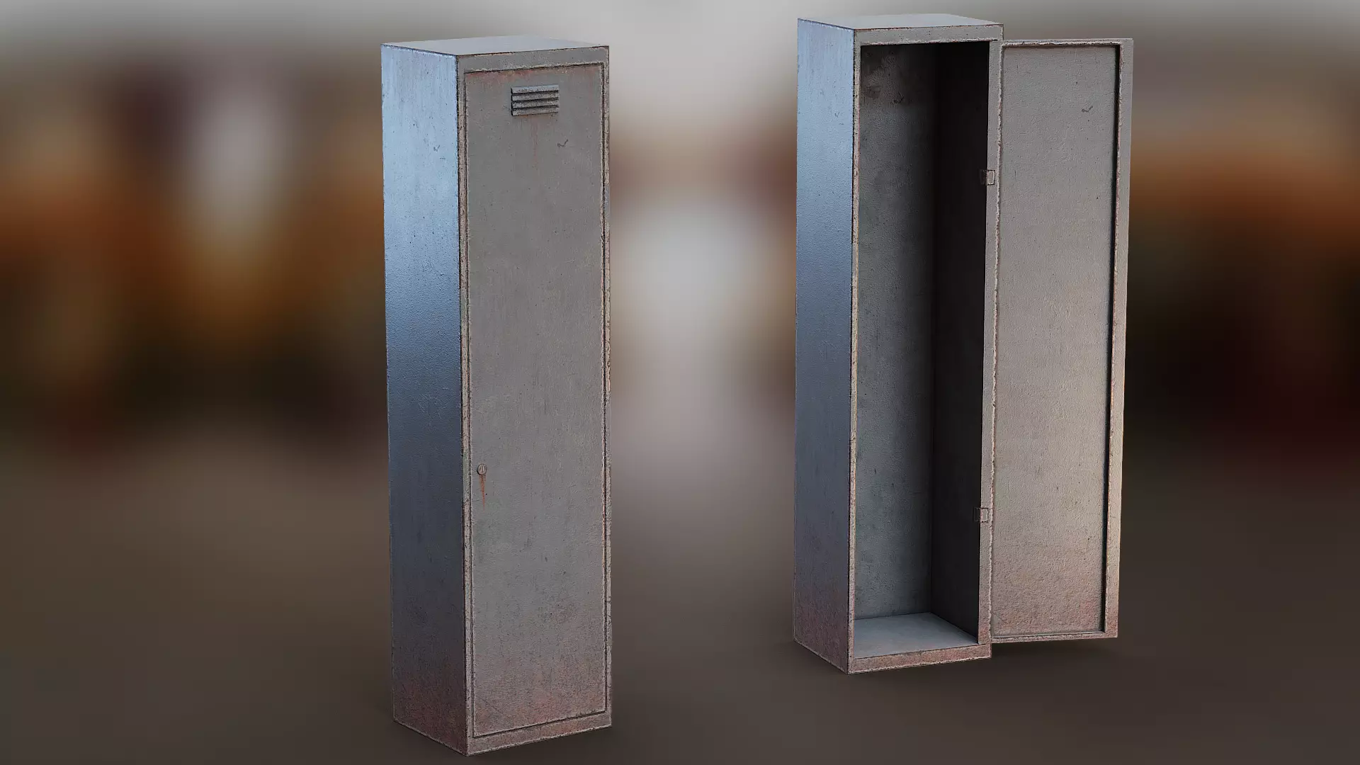 Tall and Slim Used Metal Locker Low-poly 3D model