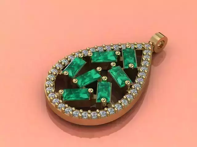 Pendant emerald and diamond