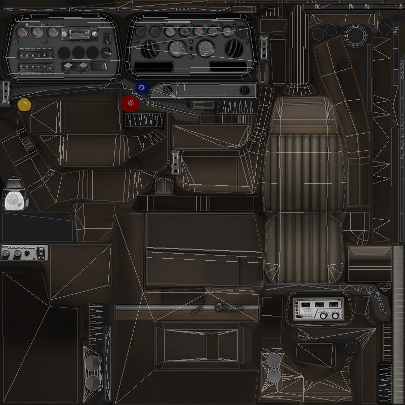 Cabover tracktor semitrailer Low-poly 3D model_59