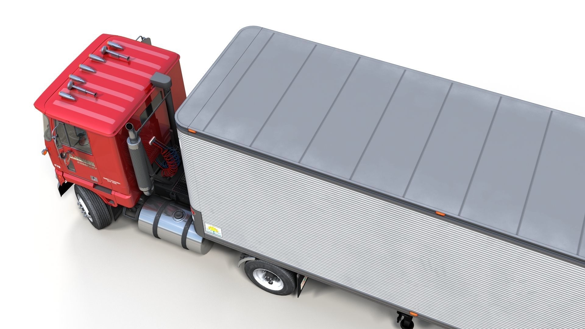 Cabover tracktor semitrailer Low-poly 3D model_6