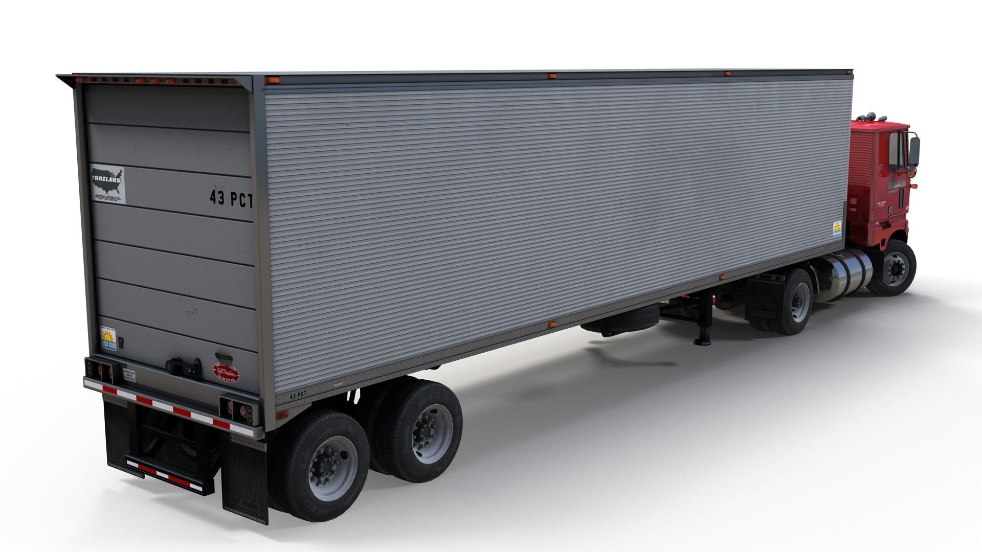 Cabover tracktor semitrailer Low-poly 3D model_2