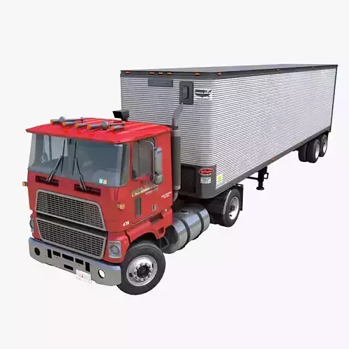 Cabover tracktor semitrailer Low-poly 3D model