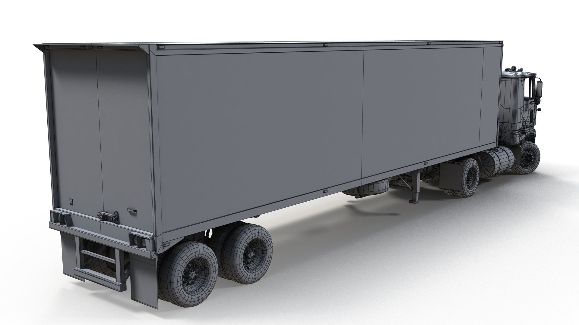 Cabover tracktor semitrailer Low-poly 3D model_16