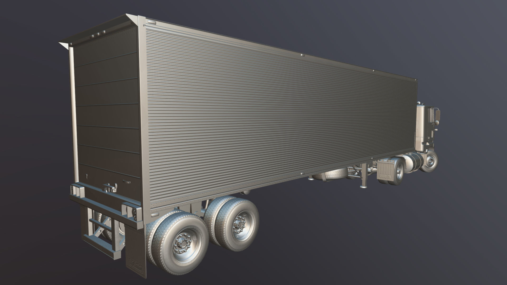 Cabover tracktor semitrailer Low-poly 3D model_47