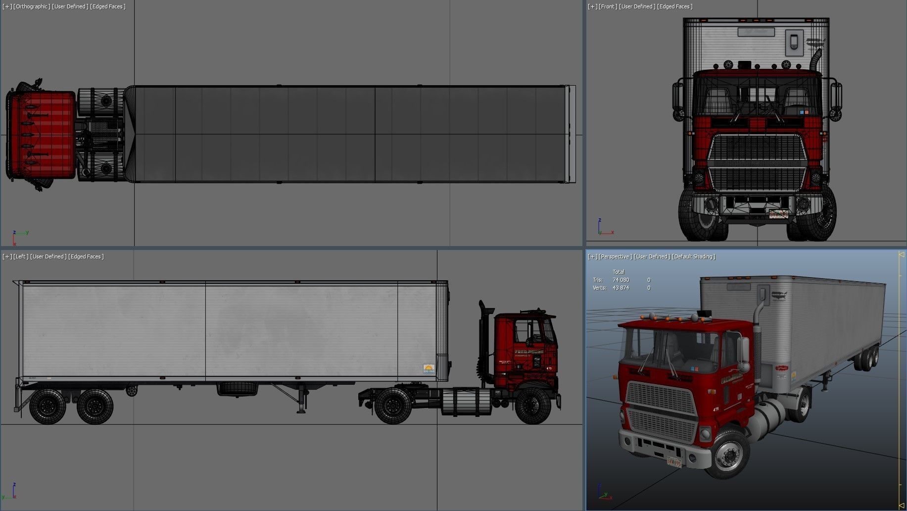 Cabover tracktor semitrailer Low-poly 3D model_54