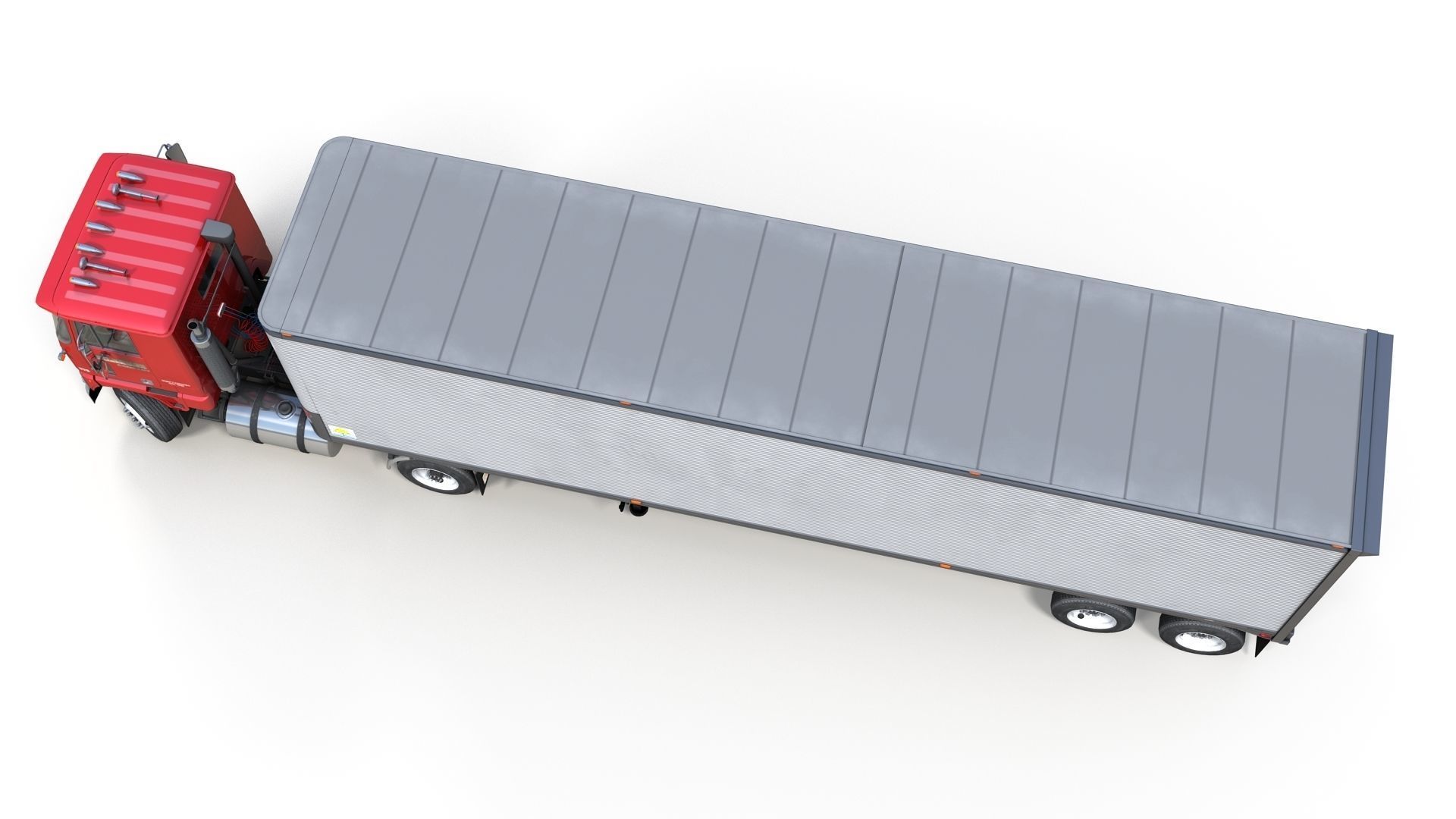 Cabover tracktor semitrailer Low-poly 3D model_8