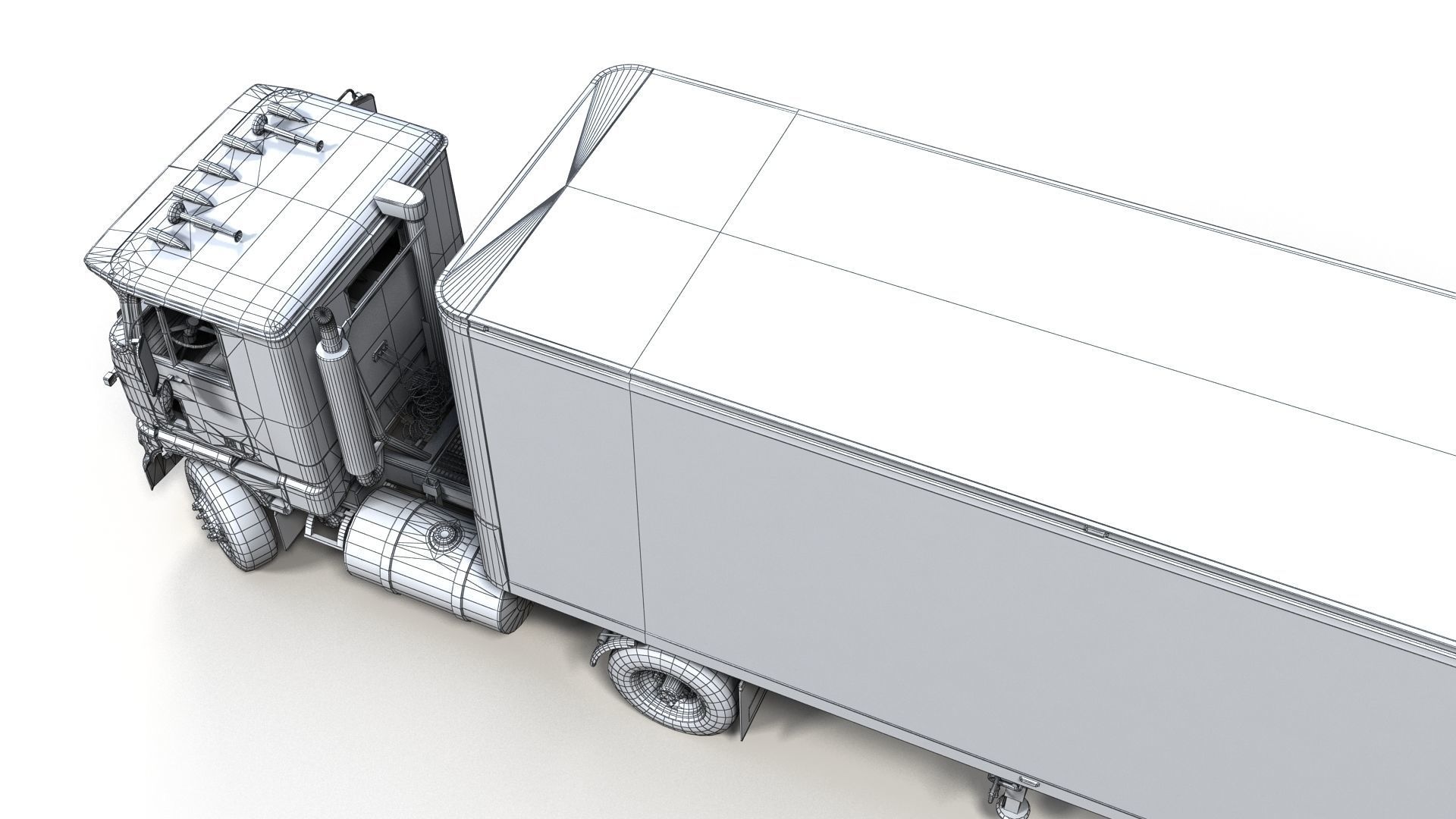 Cabover tracktor semitrailer Low-poly 3D model_20