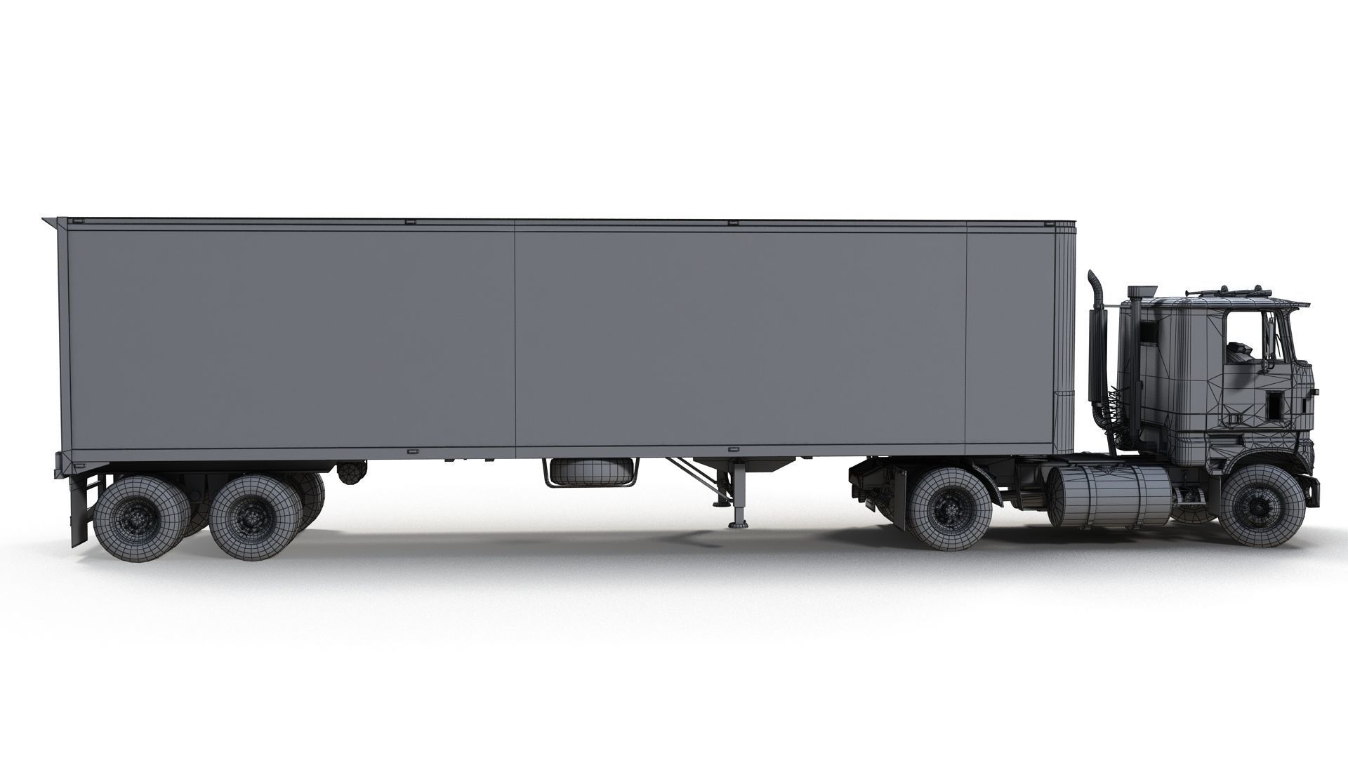 Cabover tracktor semitrailer Low-poly 3D model_23