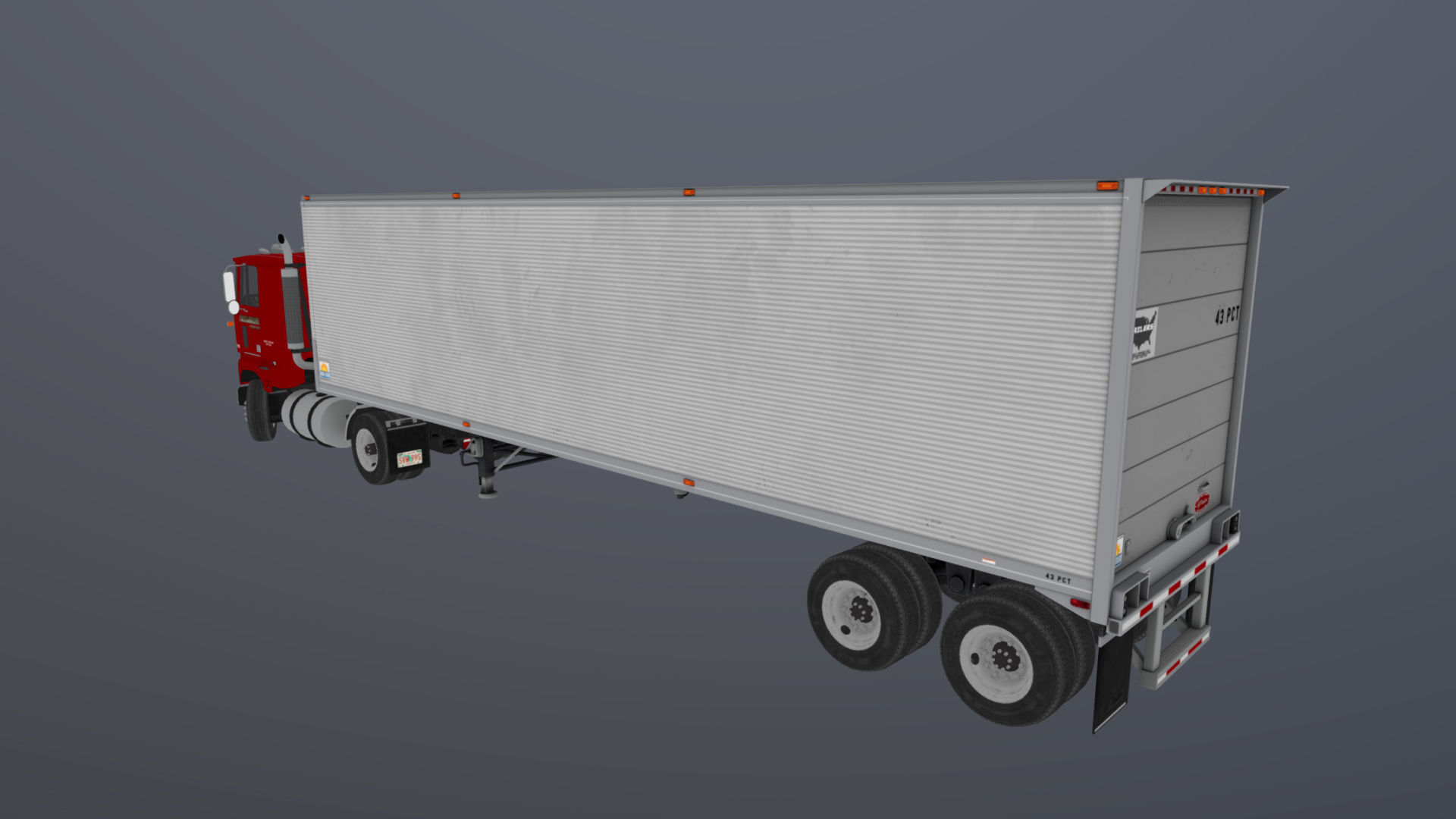 Cabover tracktor semitrailer Low-poly 3D model_49