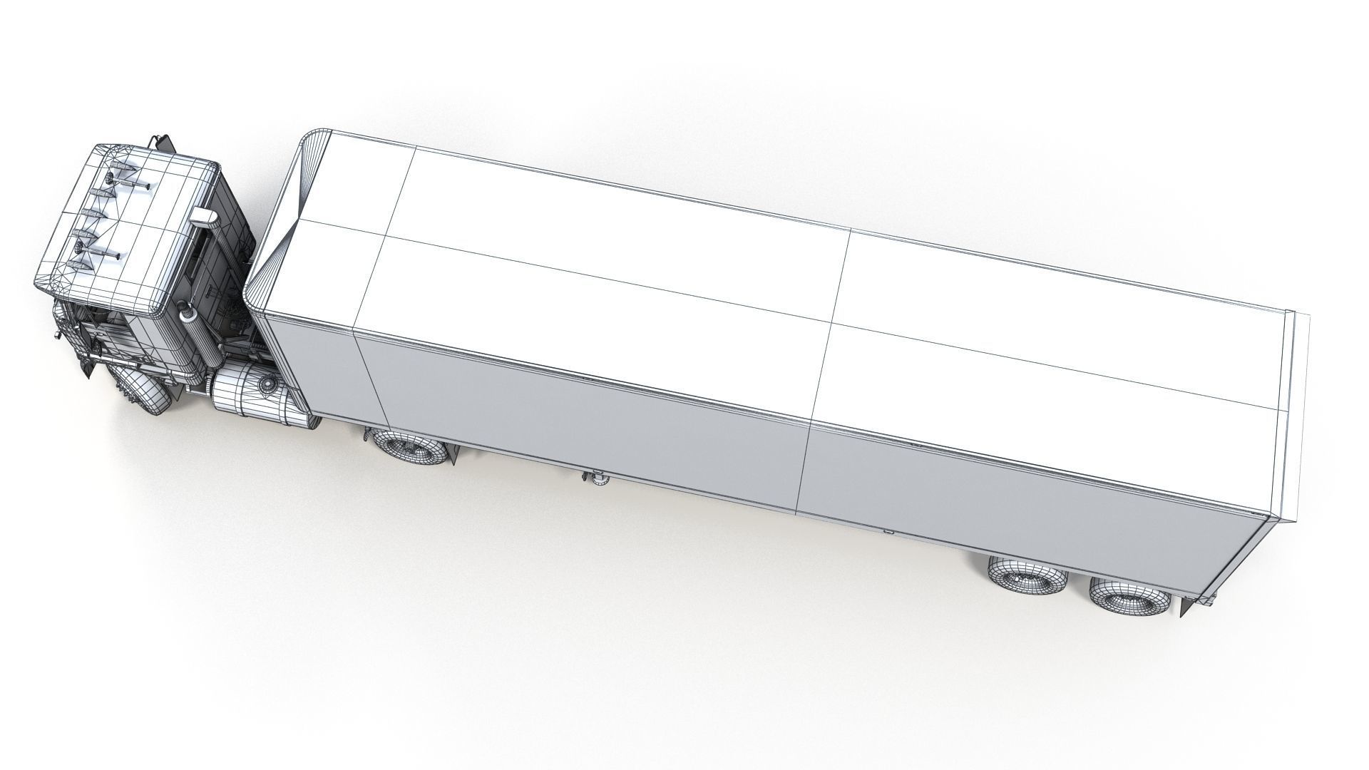 Cabover tracktor semitrailer Low-poly 3D model_22