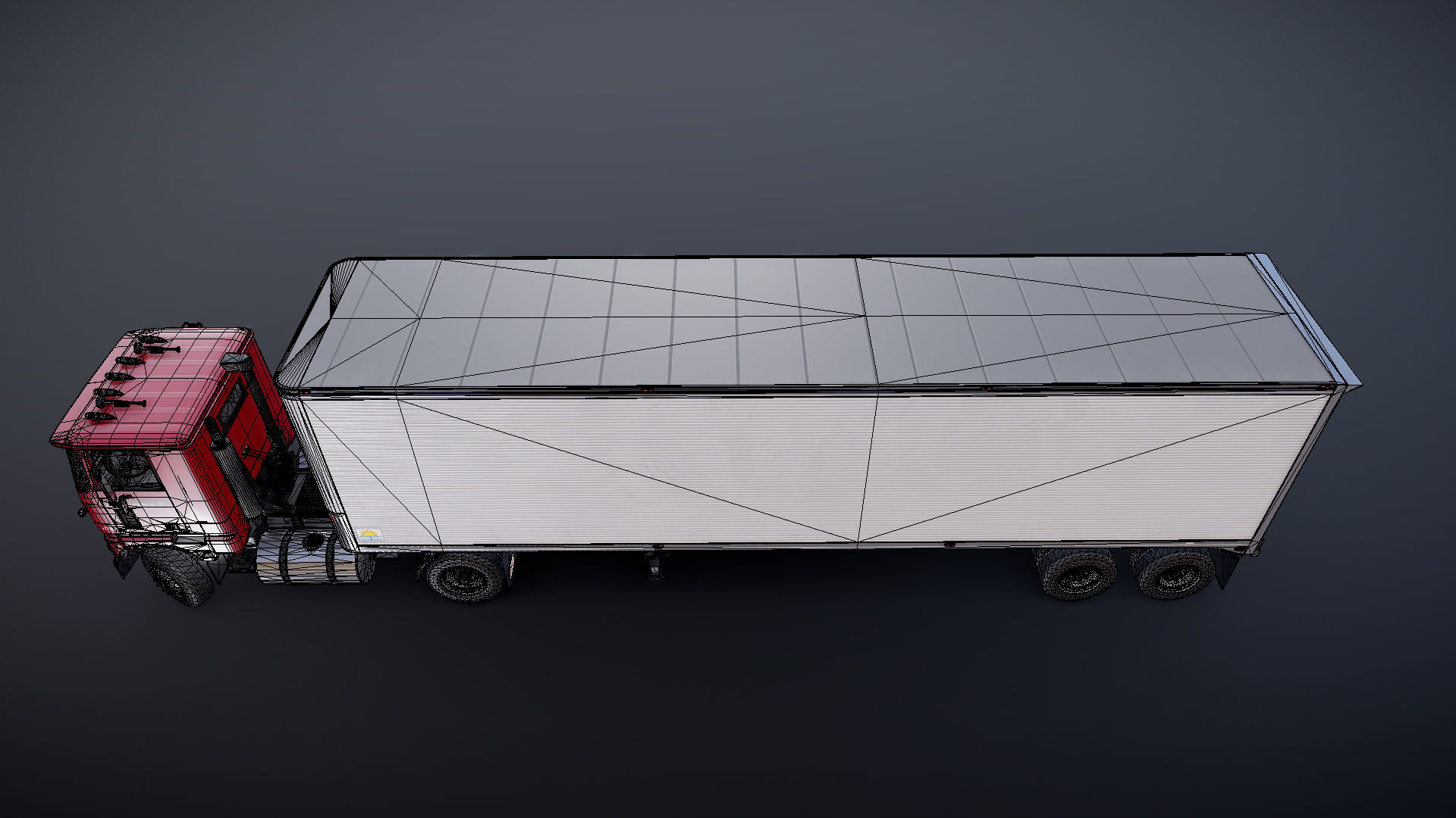 Cabover tracktor semitrailer Low-poly 3D model_45