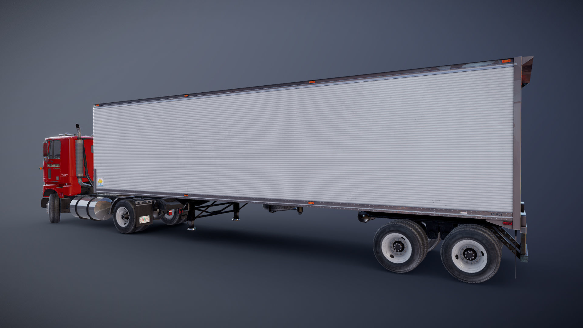 Cabover tracktor semitrailer Low-poly 3D model_31
