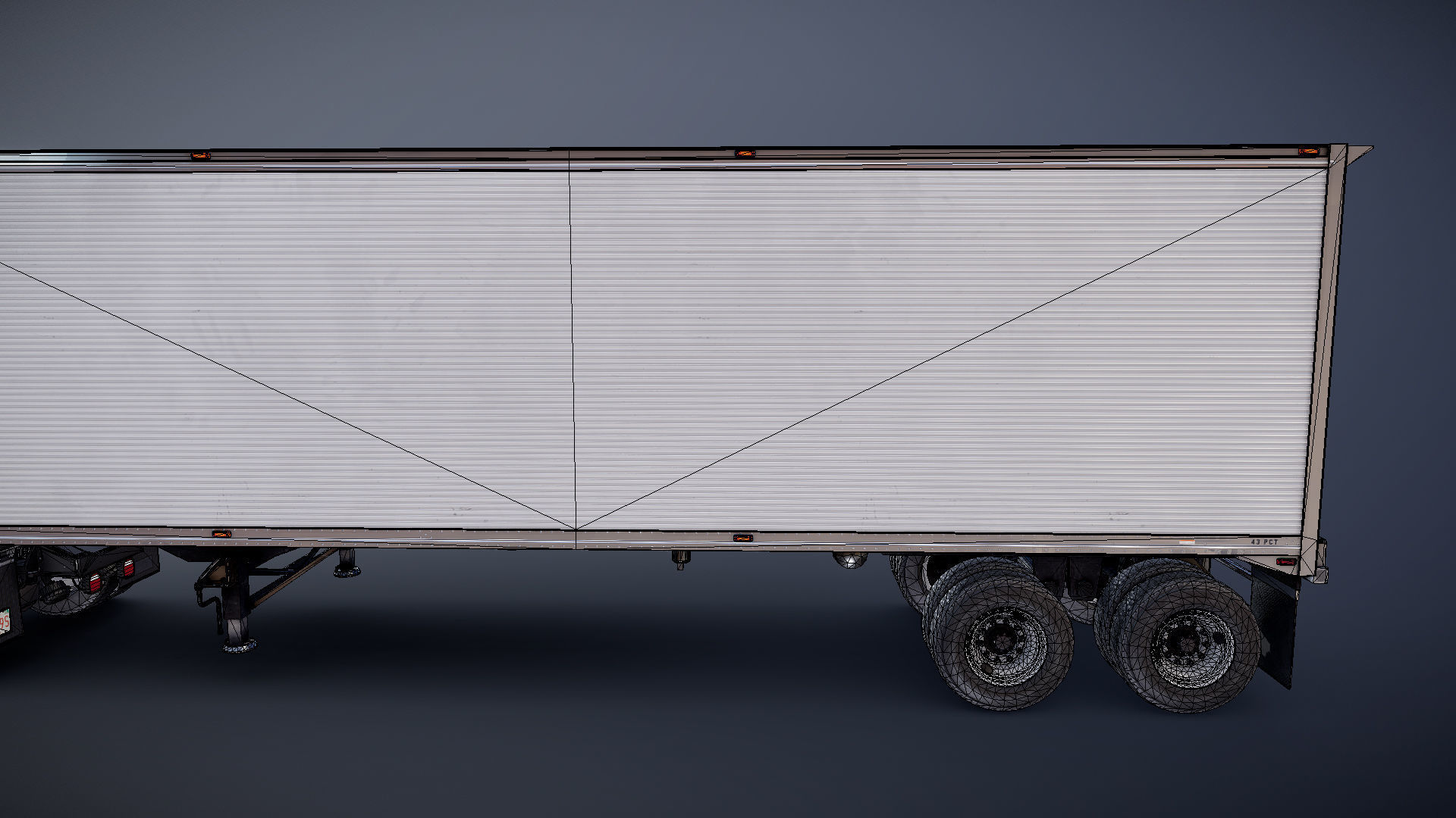Cabover tracktor semitrailer Low-poly 3D model_44