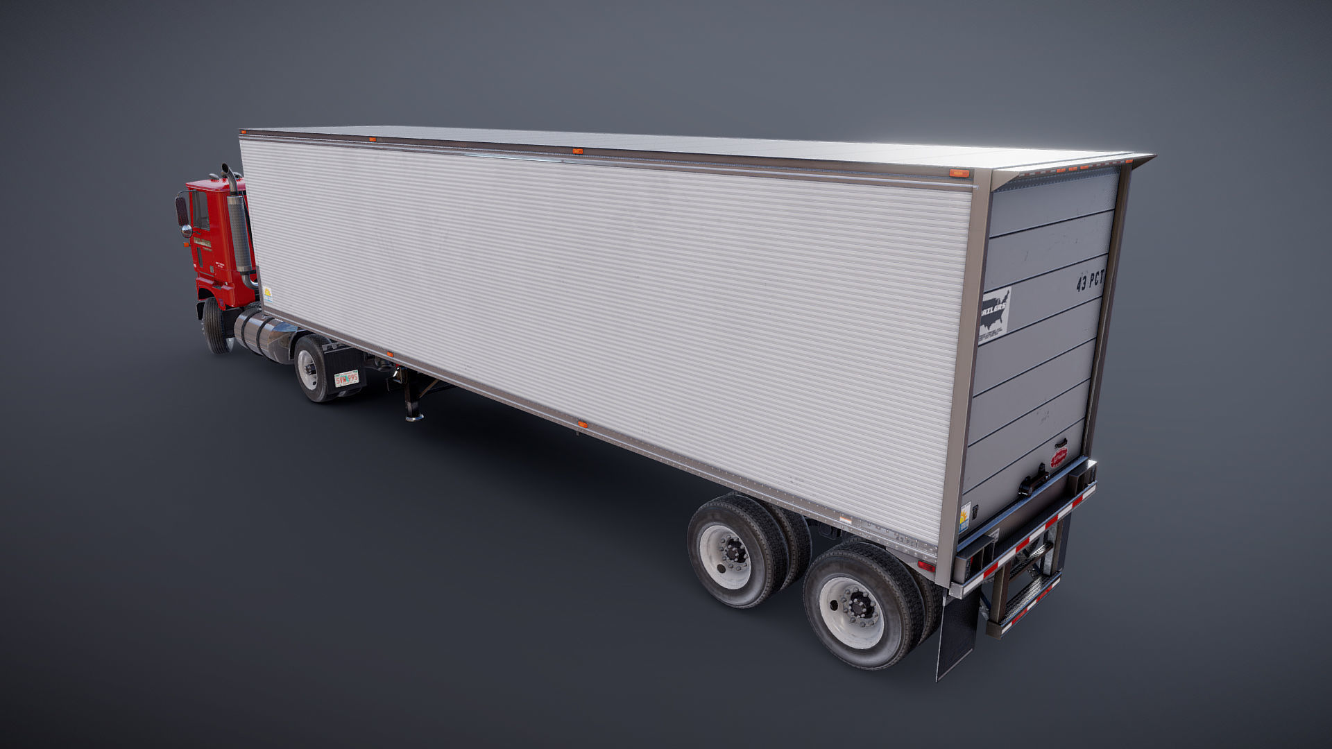 Cabover tracktor semitrailer Low-poly 3D model_35