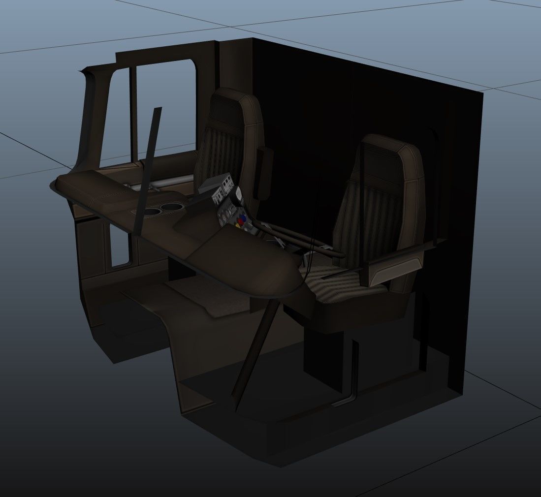 Cabover tracktor semitrailer Low-poly 3D model_57