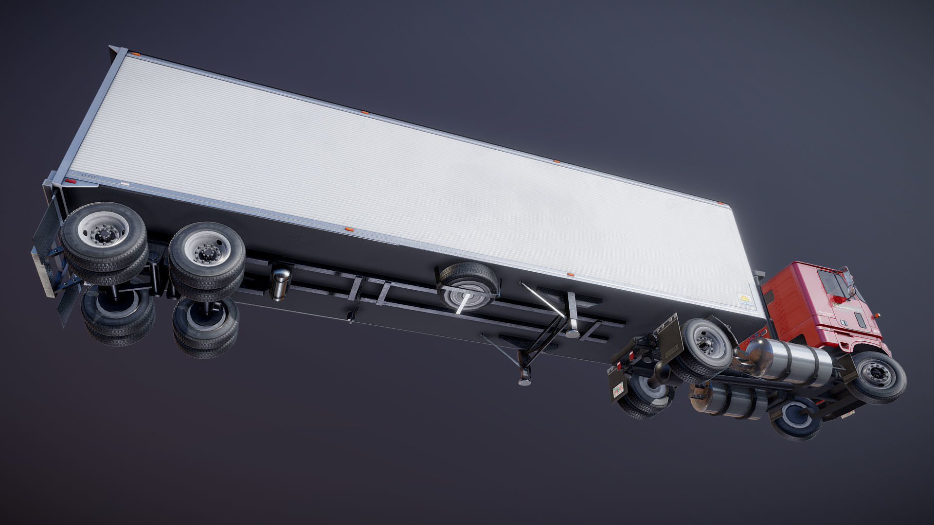 Cabover tracktor semitrailer Low-poly 3D model_37