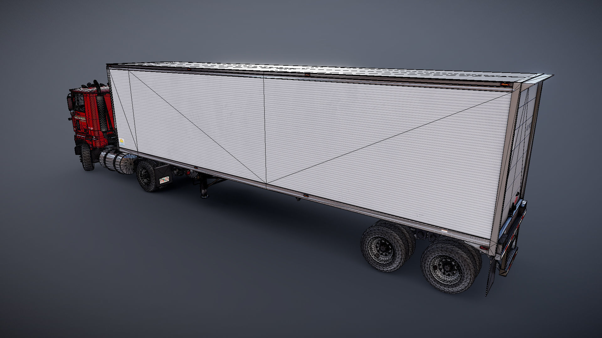 Cabover tracktor semitrailer Low-poly 3D model_42