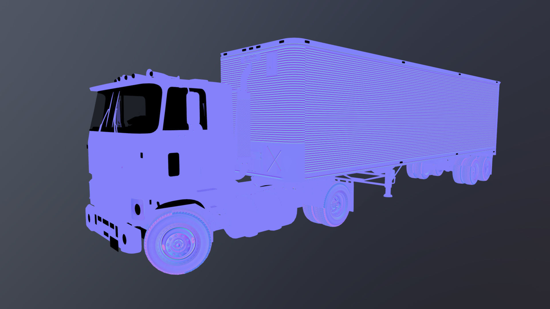 Cabover tracktor semitrailer Low-poly 3D model_50