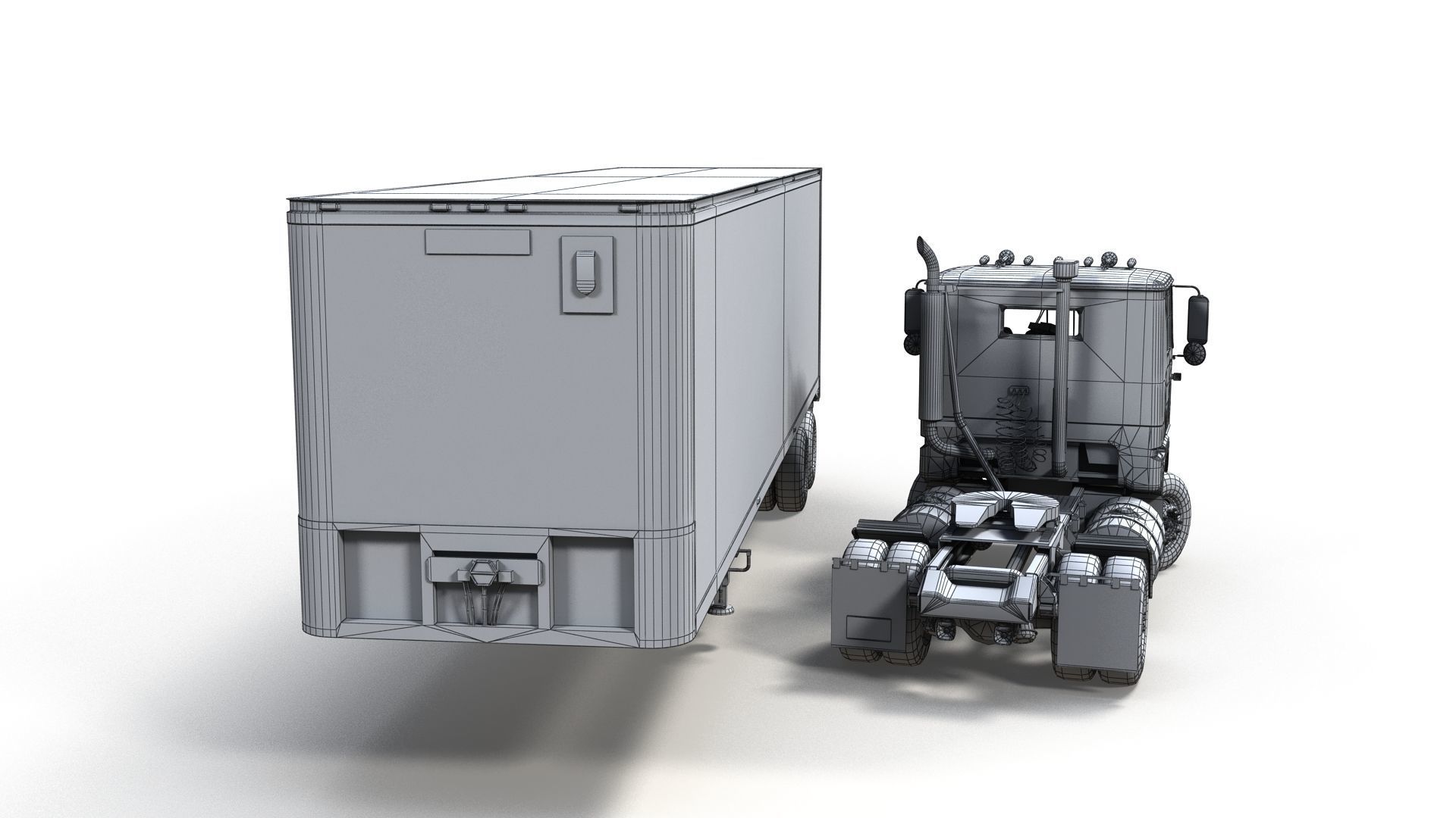 Cabover tracktor semitrailer Low-poly 3D model_27