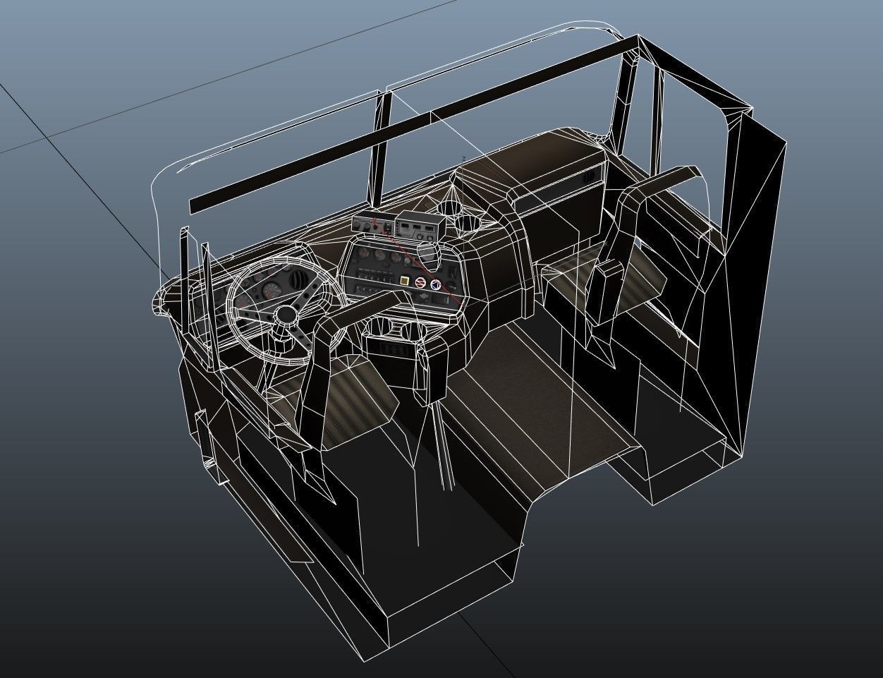 Cabover tracktor semitrailer Low-poly 3D model_58