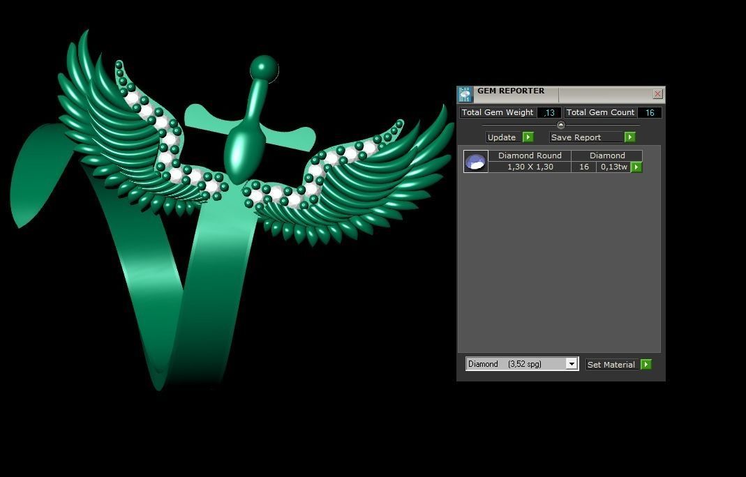 Winged Sword ring 3D print model_7