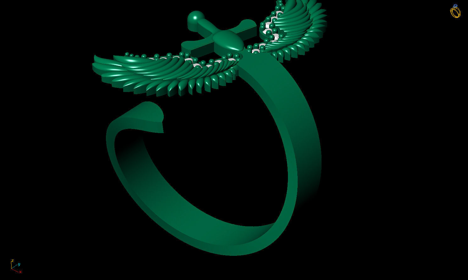 Winged Sword ring 3D print model_8