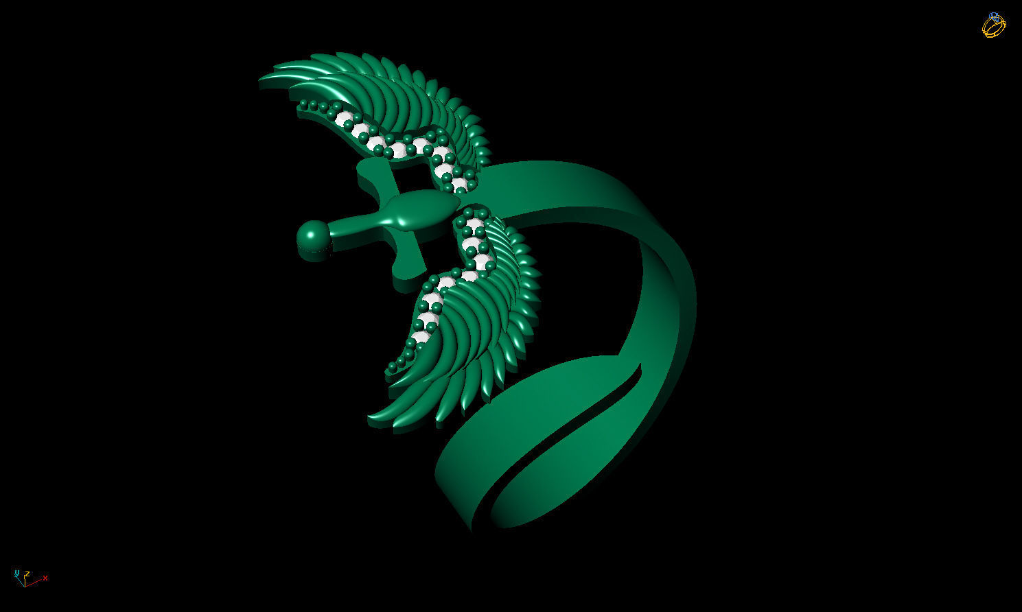 Winged Sword ring 3D print model_9