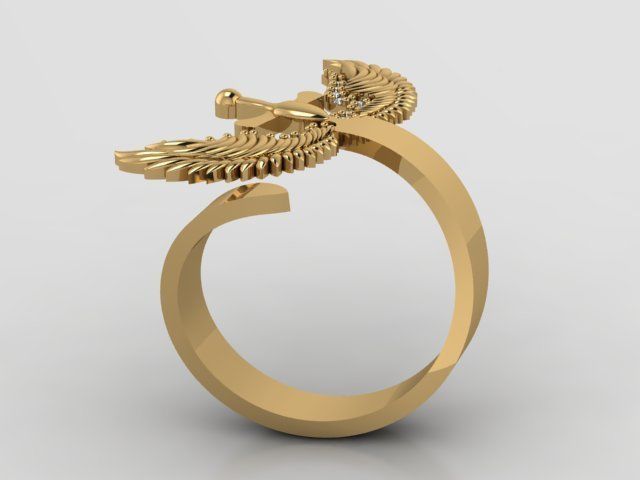 Winged Sword ring 3D print model_5