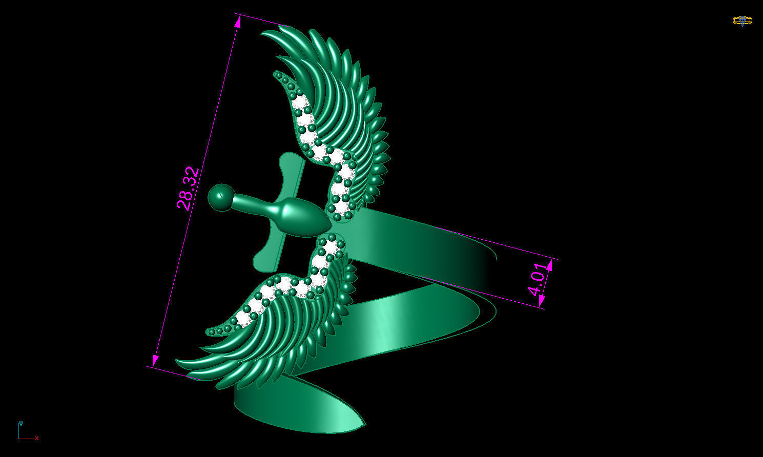Winged Sword ring 3D print model_6