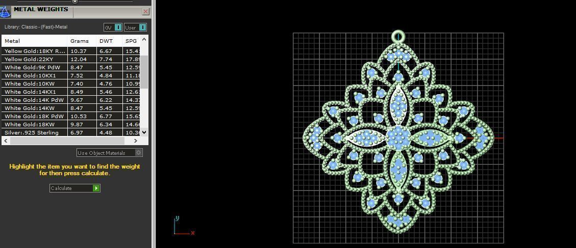 Pendants gold and pendant with diamonds 3D print model_5