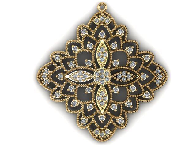 Pendants gold and pendant with diamonds 3D print model_4