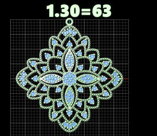 Pendants gold and pendant with diamonds 3D print model_3