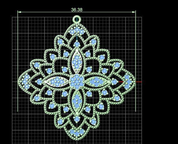 Pendants gold and pendant with diamonds 3D print model_2