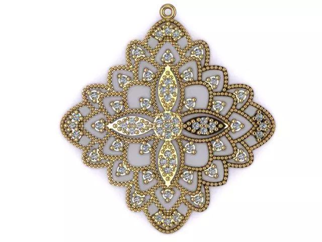 Pendants gold and pendant with diamonds 3D print model_0