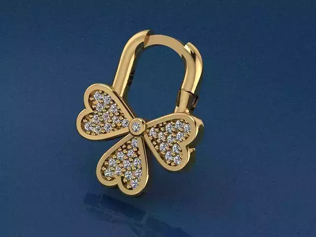 Earrings gold locket with diamonds