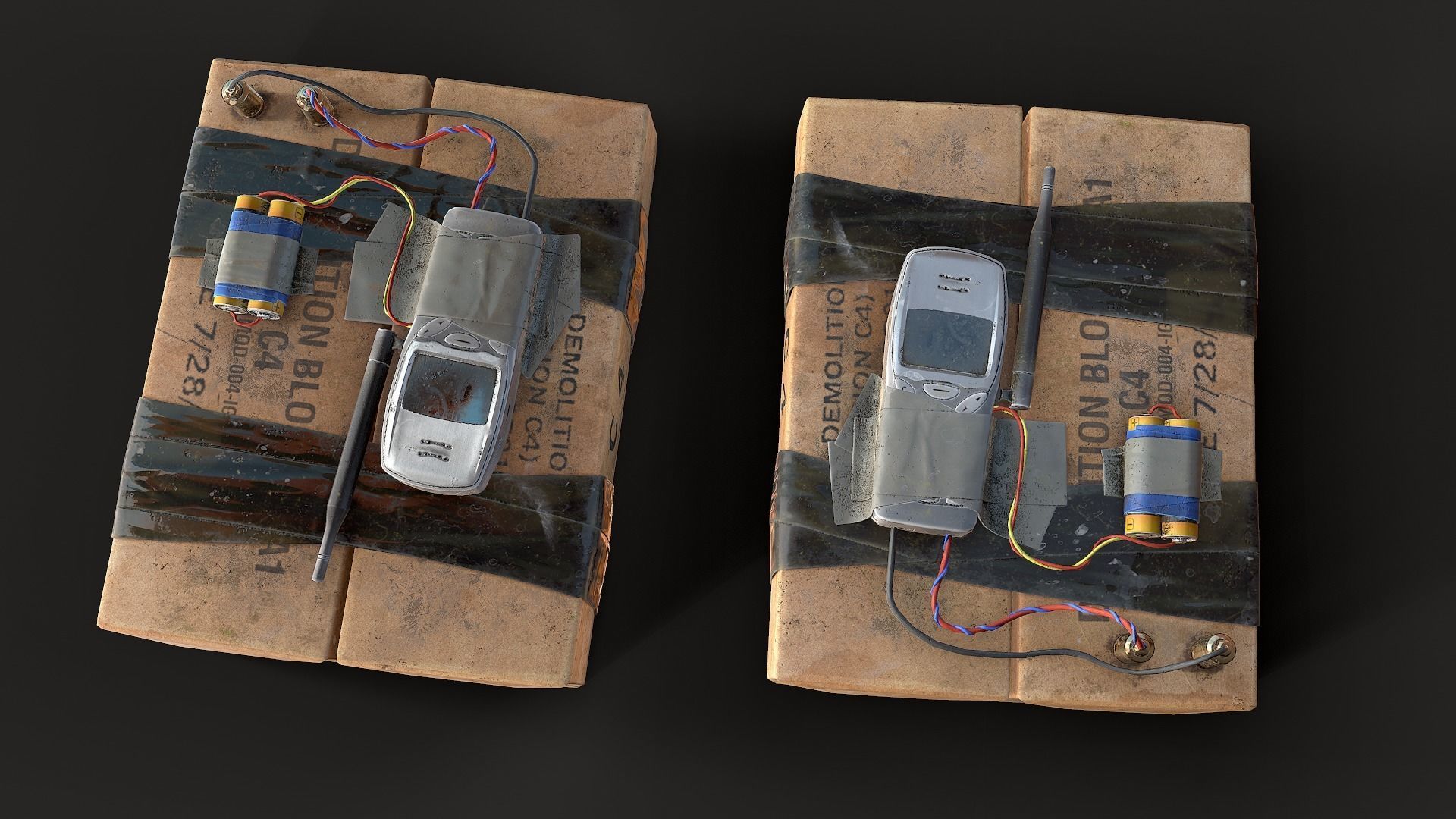 Explosive Devices Low-poly 3D model_5